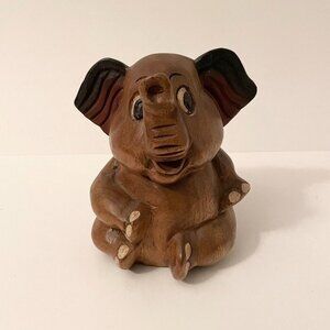 Vintage Wooden Elephant Figure 6 Inch Tall